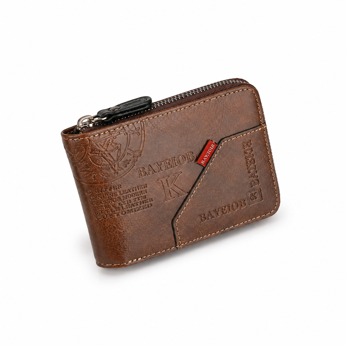 Vintage Brown Leather Zip-Around Wallet