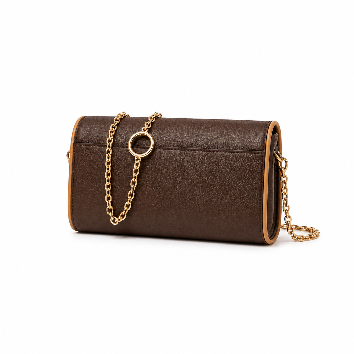 Vintage Brown Textured Leather Clutch Bag-3