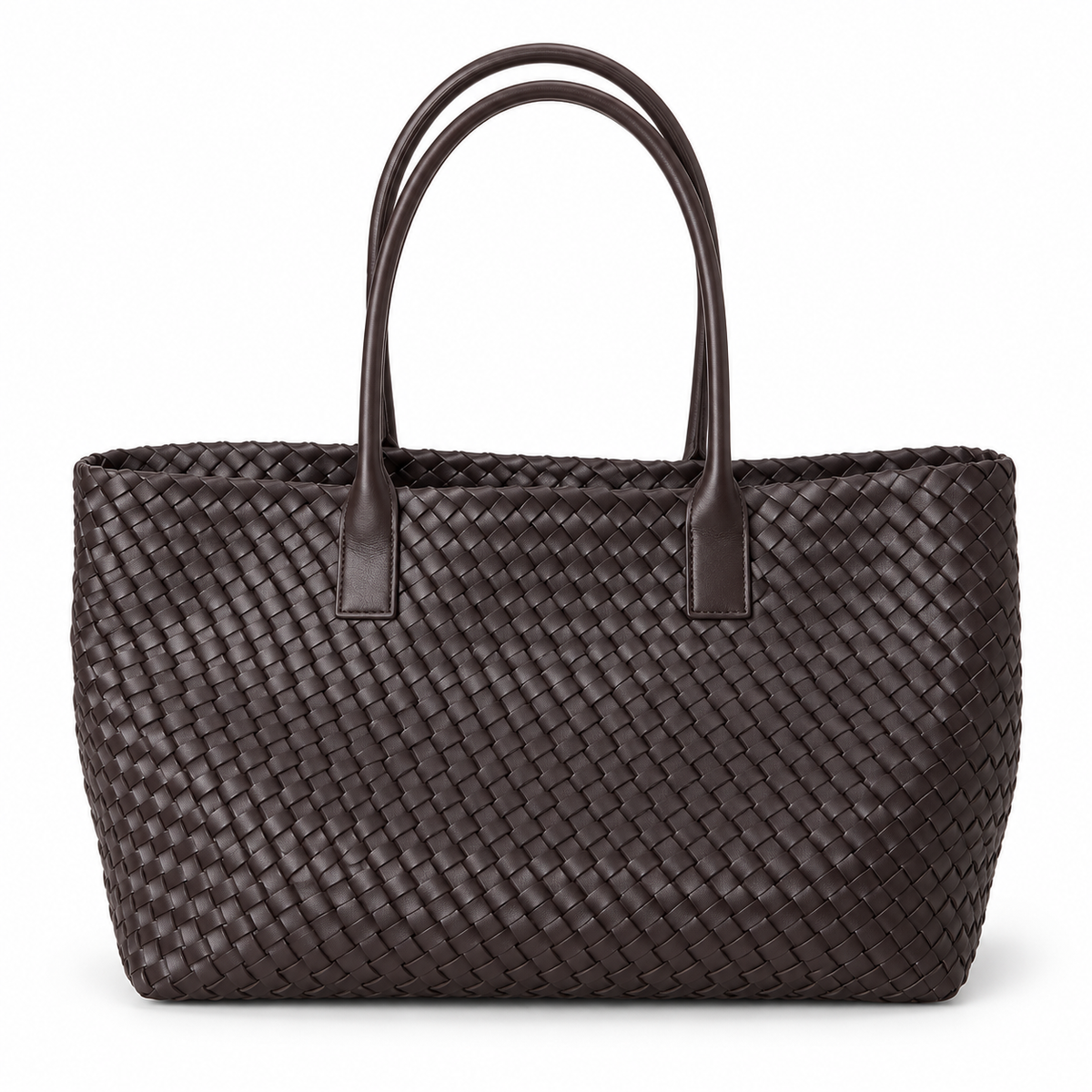 Elegant Chocolate Brown Woven Shoulder Tote-3