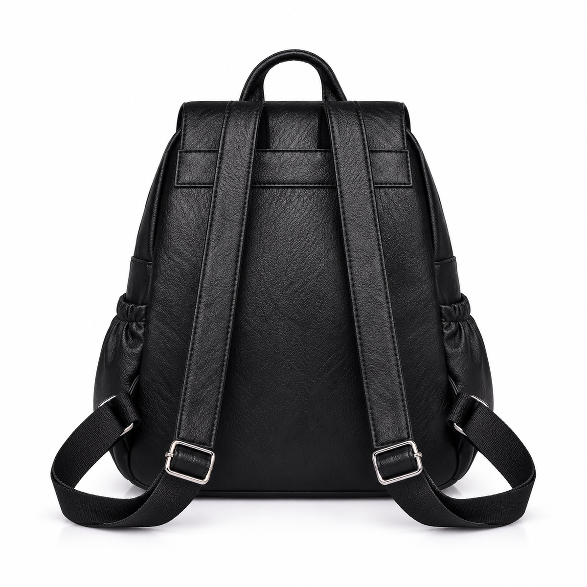 Black Textured Backpack With Tassel Detail-3