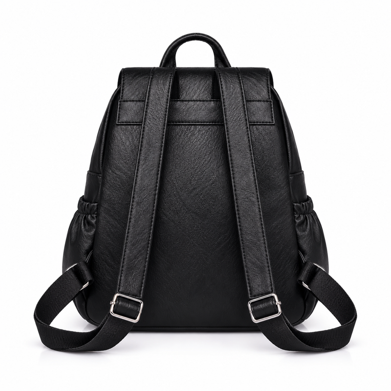 Black Textured Backpack With Tassel Detail-3