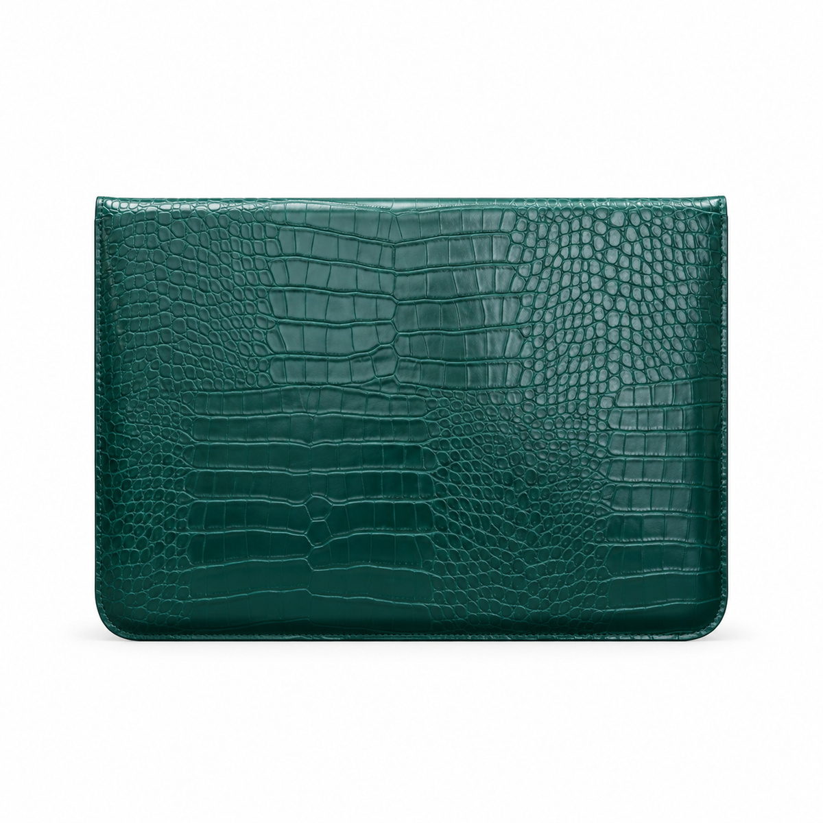 Green Crocodile Embossed Leather Laptop Bag-2