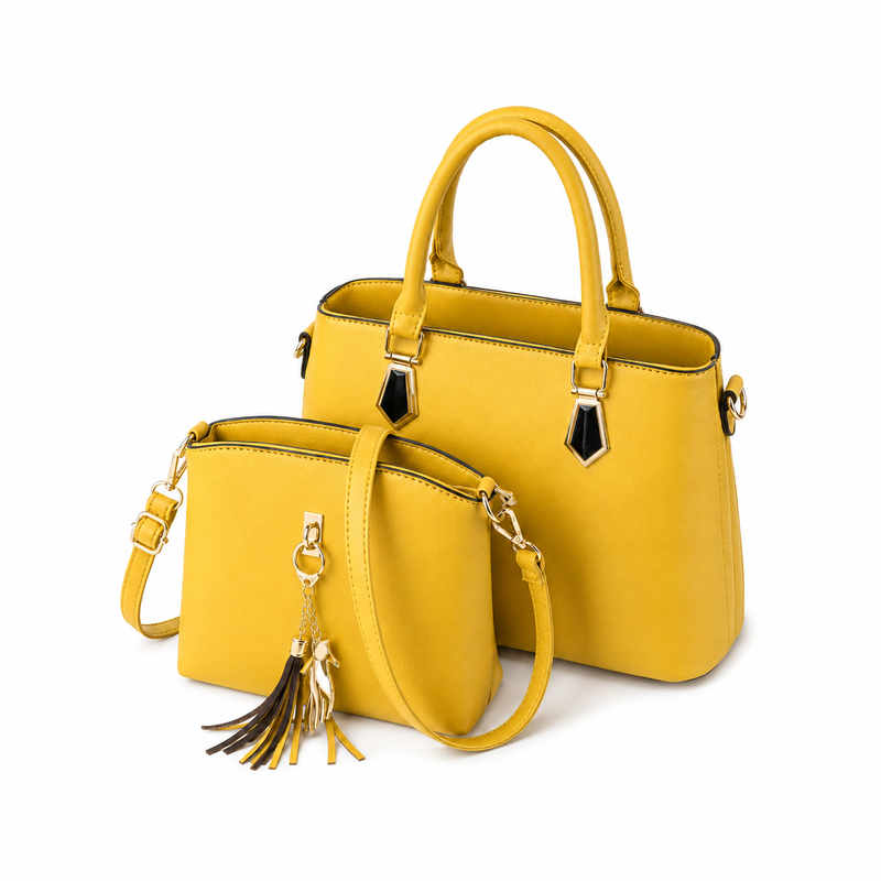 Women’s Tan Tote Crossbody Handbag Set-2