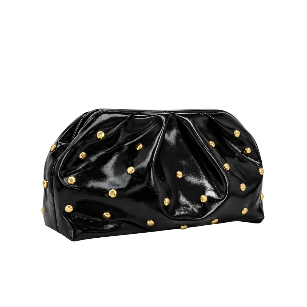 Black Studded Leather Evening Clutch Bag-1