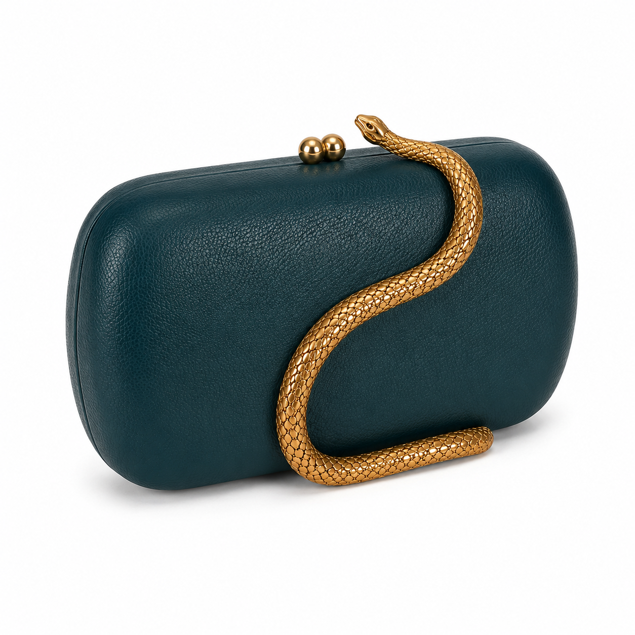 Luxury Teal Snake-Handle Evening Clutch Bag-3