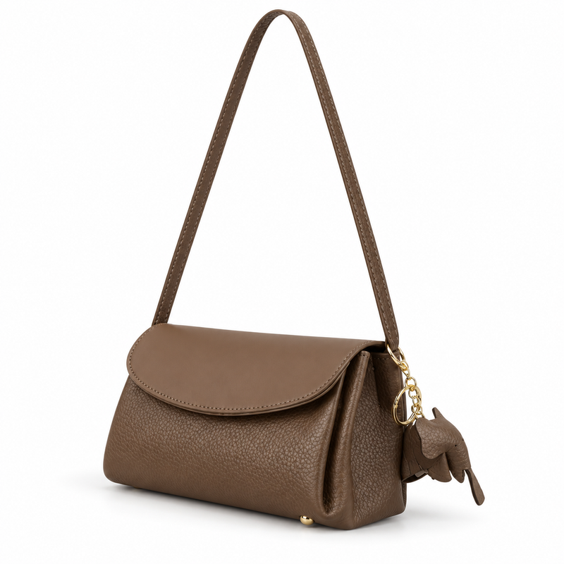 Elegant Brown Crossbody Bag With Charm-3