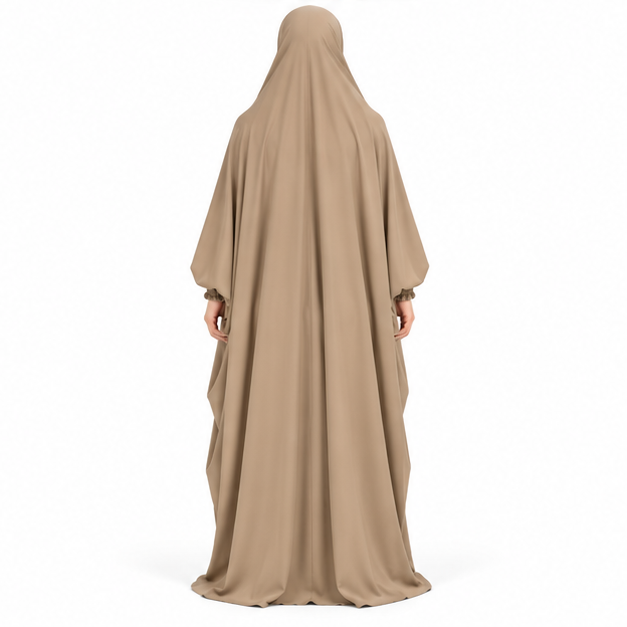 Elegant Khaki Full Coverage Islamic Jilbab-4