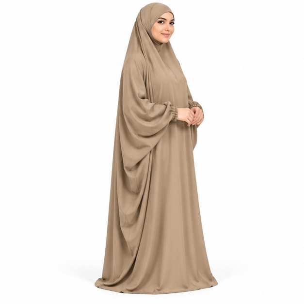 Elegant Khaki Full Coverage Islamic Jilbab-2