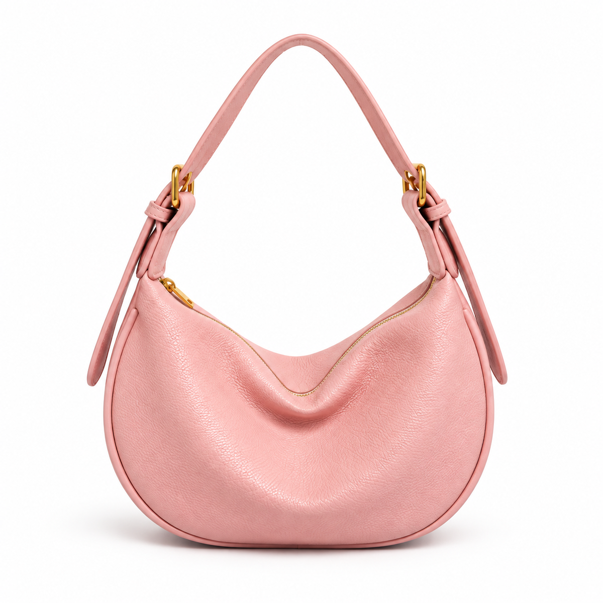 Blush Pink Crescent Hobo Shoulder Bag-4