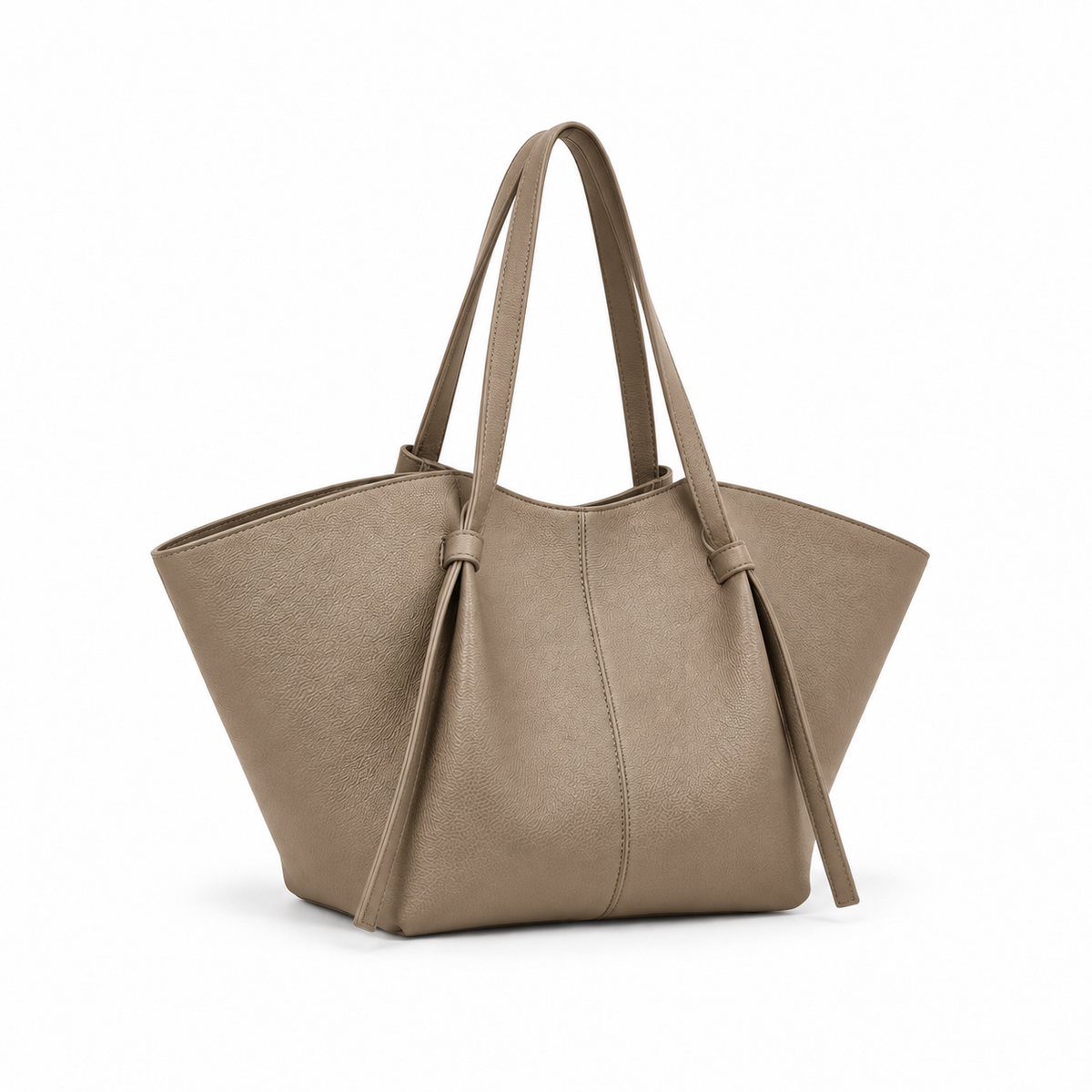 Khaki Textured Winged Everyday Tote Bag-1