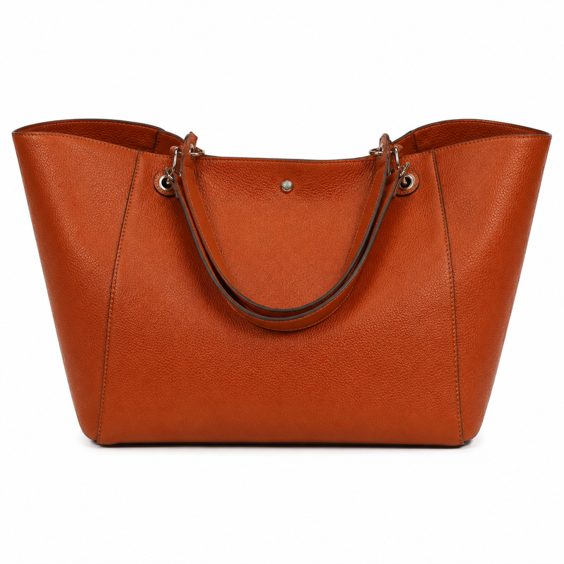 Women’s Large Cognac Brown Pebbled Leather Tote Shoulder Bag-1