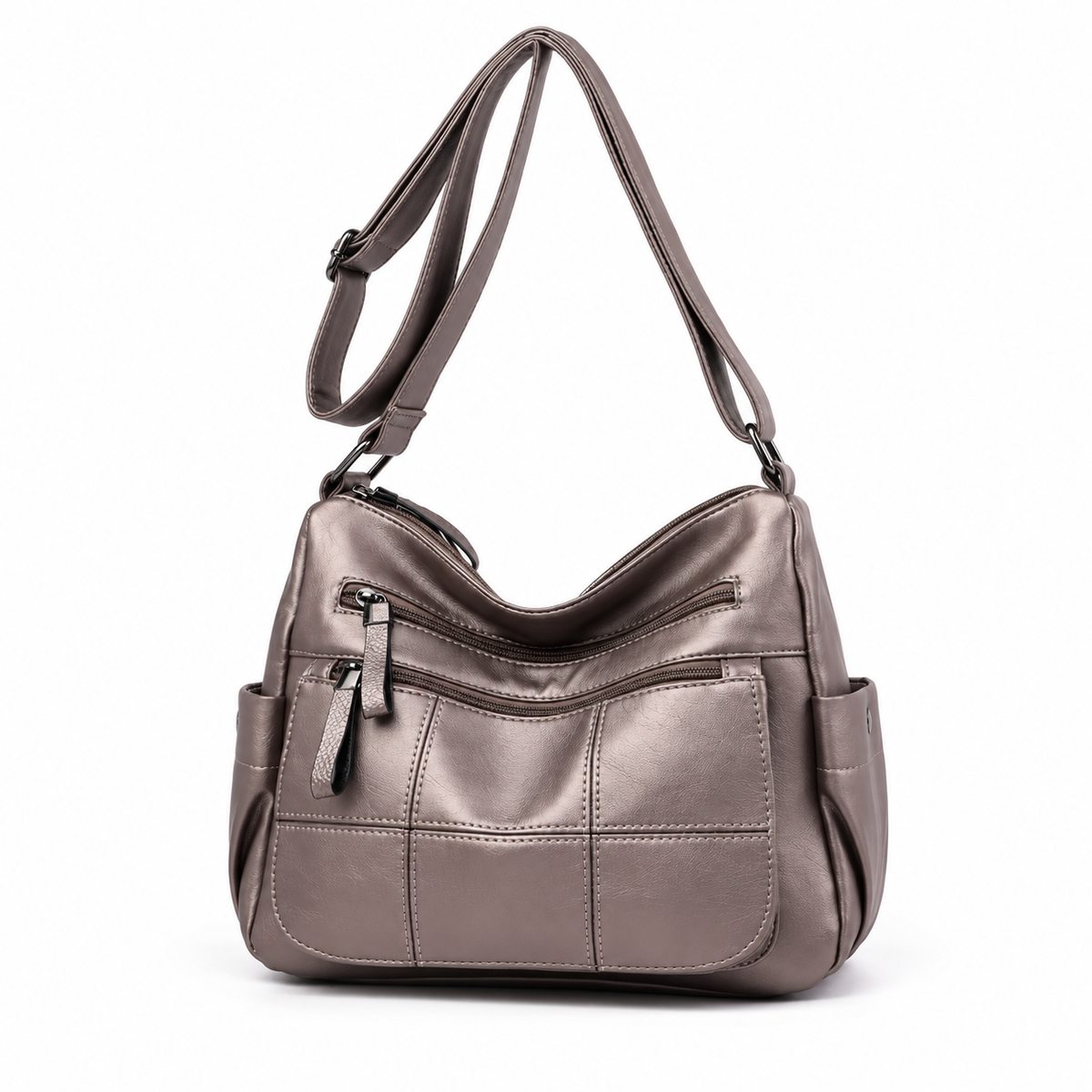 Gold Multi Pocket Adjustable Crossbody Bag-4