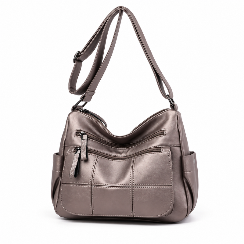 Gold Multi Pocket Adjustable Crossbody Bag-4