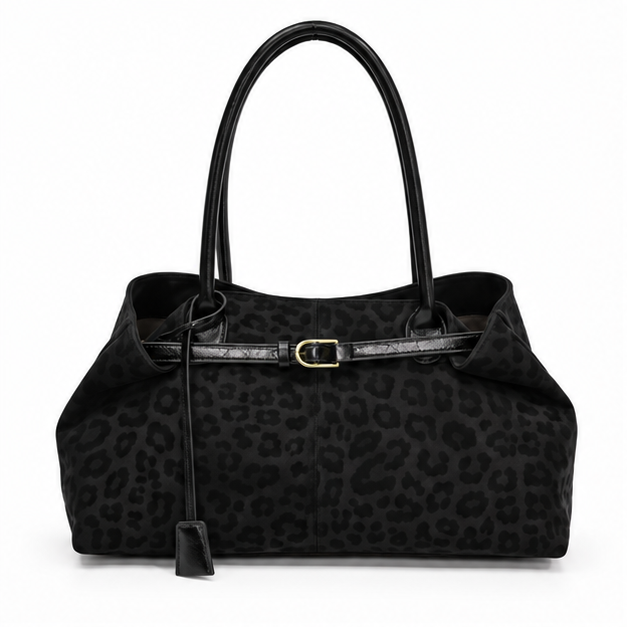 Black Leopard Print Luxury Shoulder Bag-4