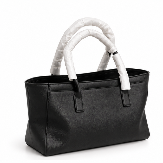 Black Textured Everyday Structured Tote Handbag-1