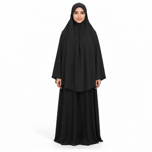 Elegant Black Full Coverage Women's Khimar-1