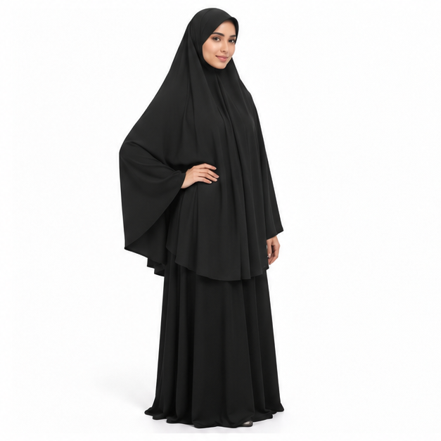 Elegant Black Full Coverage Women's Khimar-2