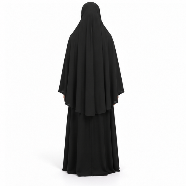 Elegant Black Full Coverage Women's Khimar-4