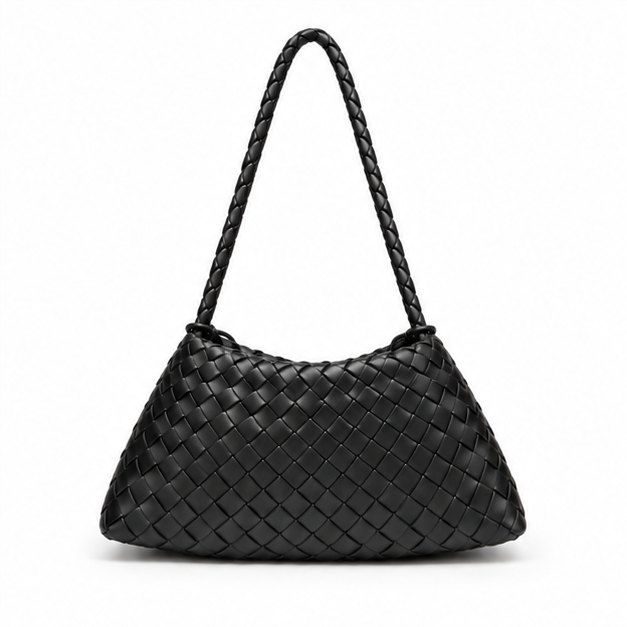 Black Woven Slouch Shoulder Bag-2