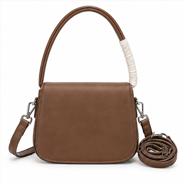 Brown Structured Shoulder & Crossbody Handbag-2