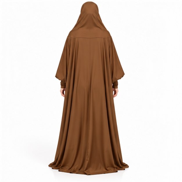 Elegant Coffee Flowing Full Length Jilbab-4