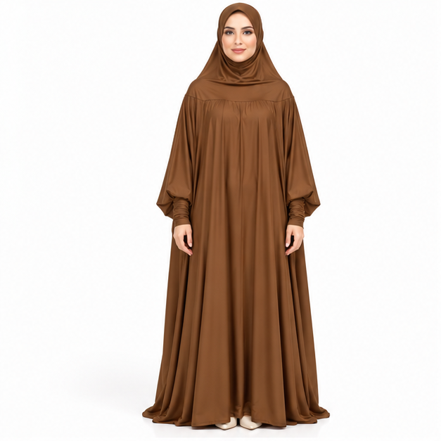 Elegant Coffee Flowing Full Length Jilbab