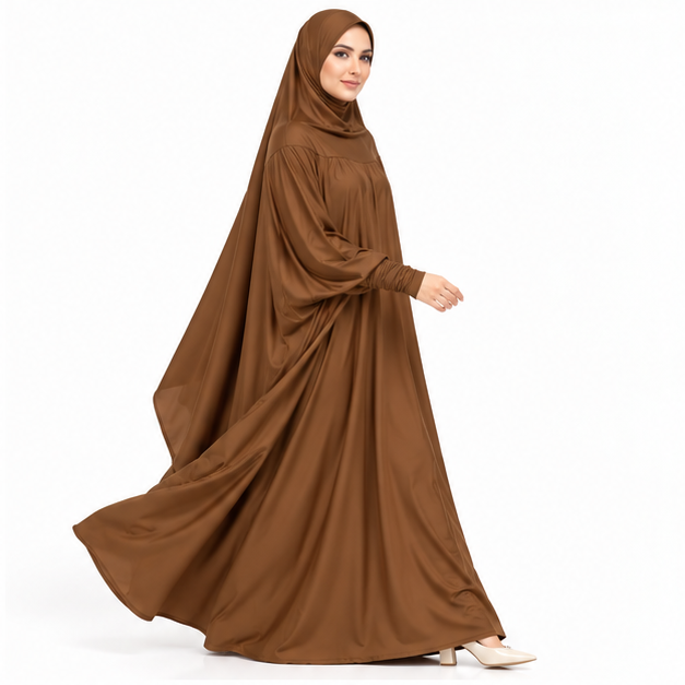 Elegant Coffee Flowing Full Length Jilbab-2