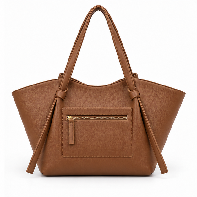 Elegant Brown Structured Everyday Tote Bag-3