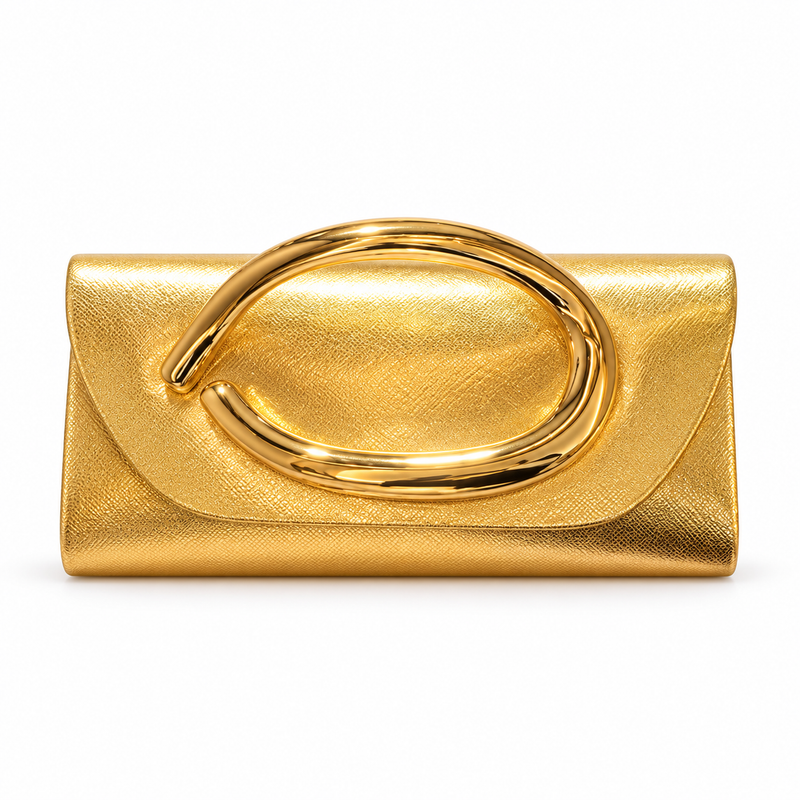 Elegant Gold Oval Handle Evening Clutch-4