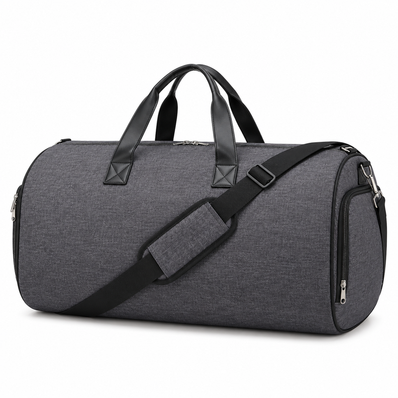Charcoal Grey Convertible Garment Duffel Bag-3
