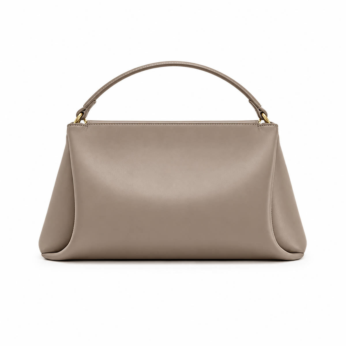 Elegant Taupe Satchel With Gold Clasp-2