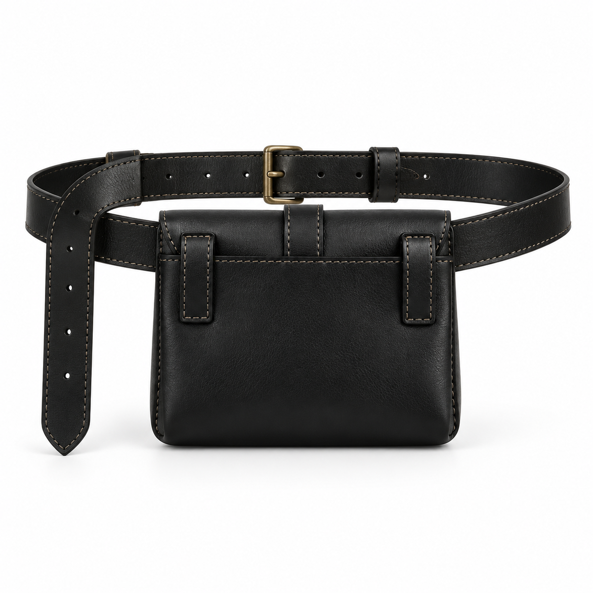 Vintage Black Studded Waist Belt Pouch-4