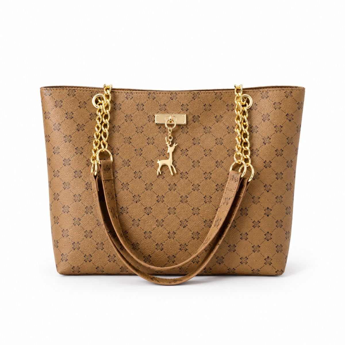 Elegant Monogram Chain Shoulder Tote Bag-4