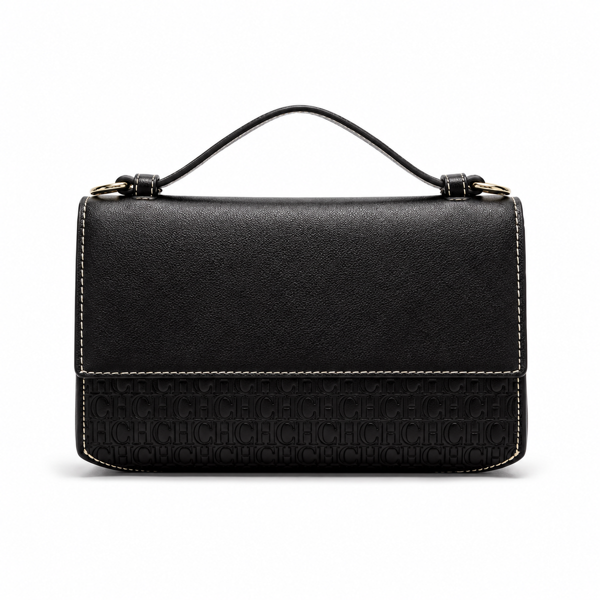 Elegant Black Embossed Leather Evening Clutch