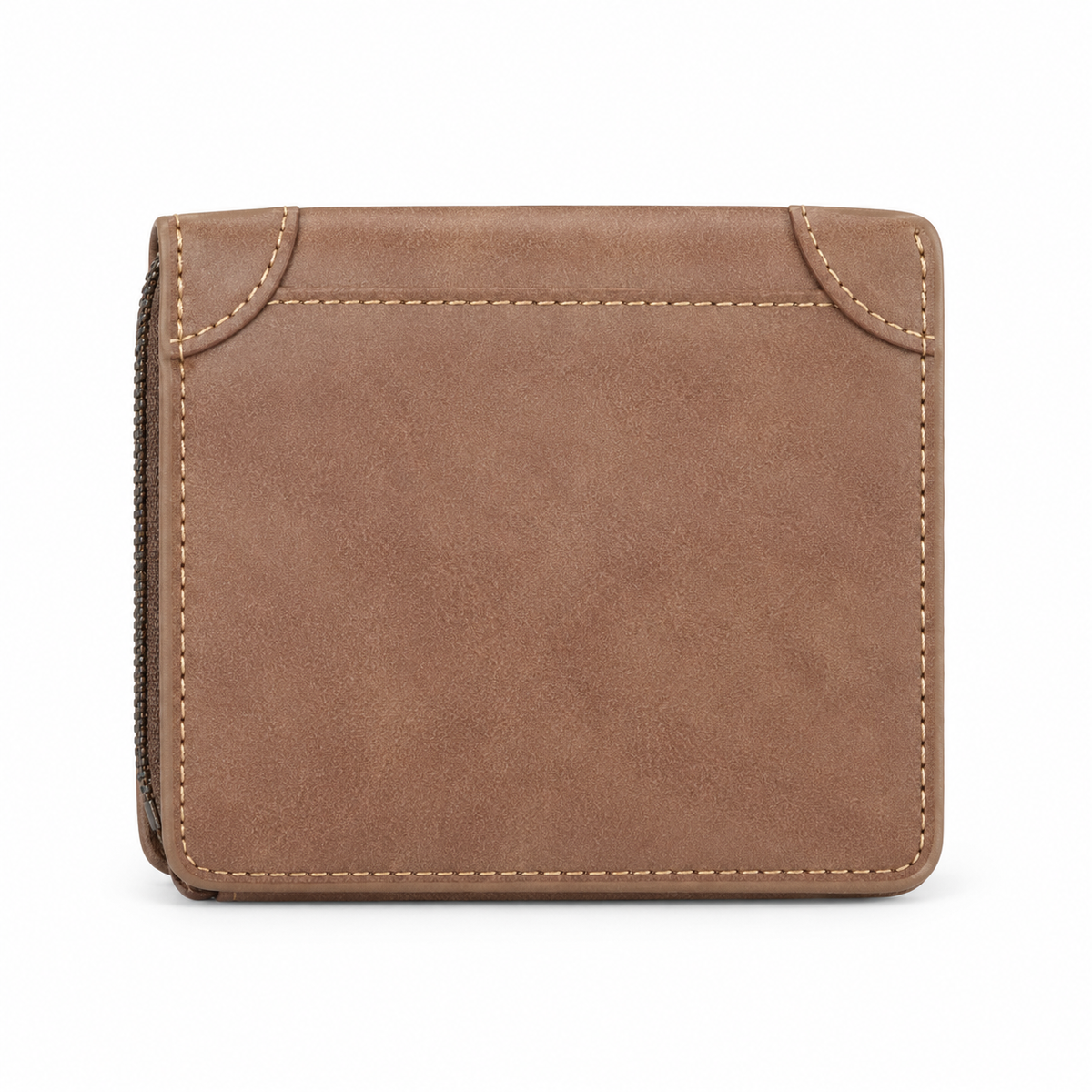 Classic Taupe Brown Textured Bifold Wallet-4