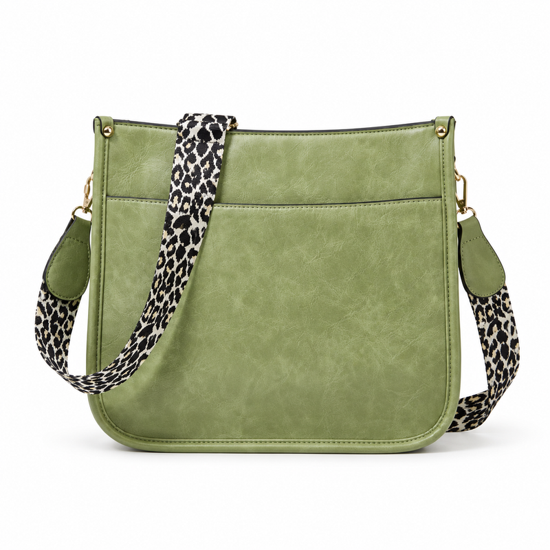 Olive Green Leopard Strap Crossbody Bag-2