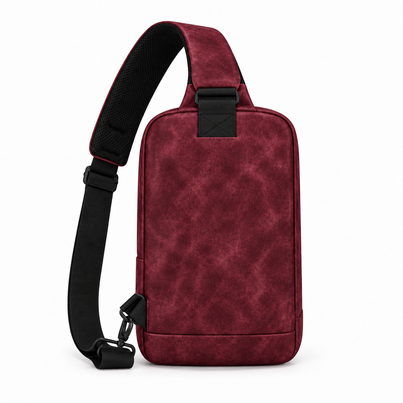 Maroon Textured Sling Bag With Padding-2