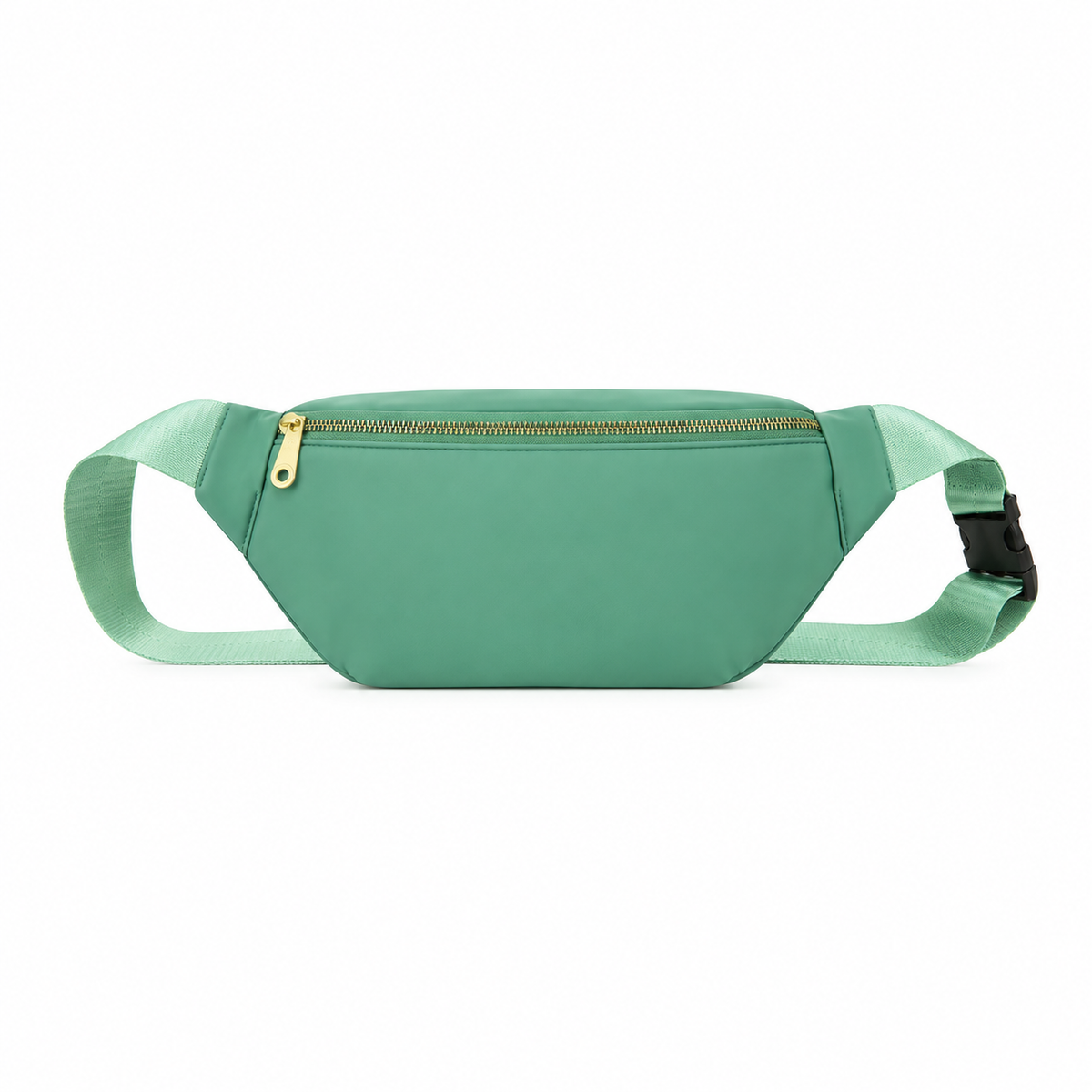 Mint Green Waist Bag Gold Zippers-2