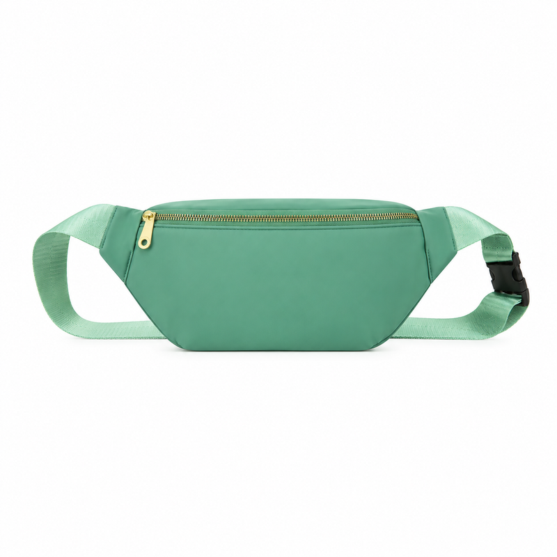 Mint Green Waist Bag Gold Zippers-2