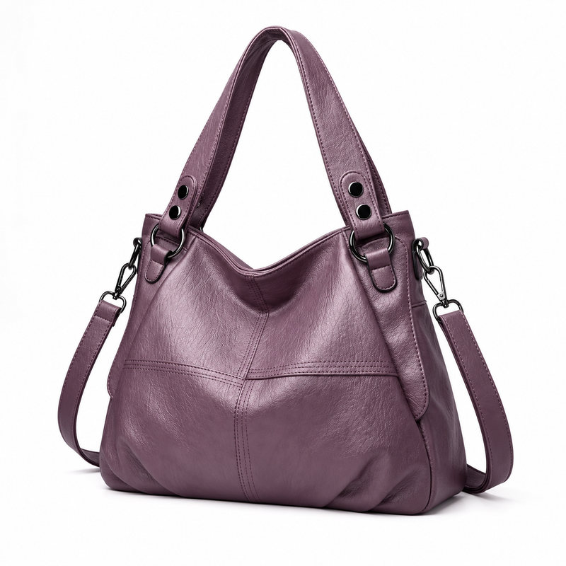 Elegant Purple Hobo Bag With Strap-3
