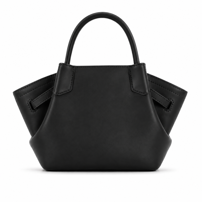 Matte Black Winged Top-Handle Handbag-3
