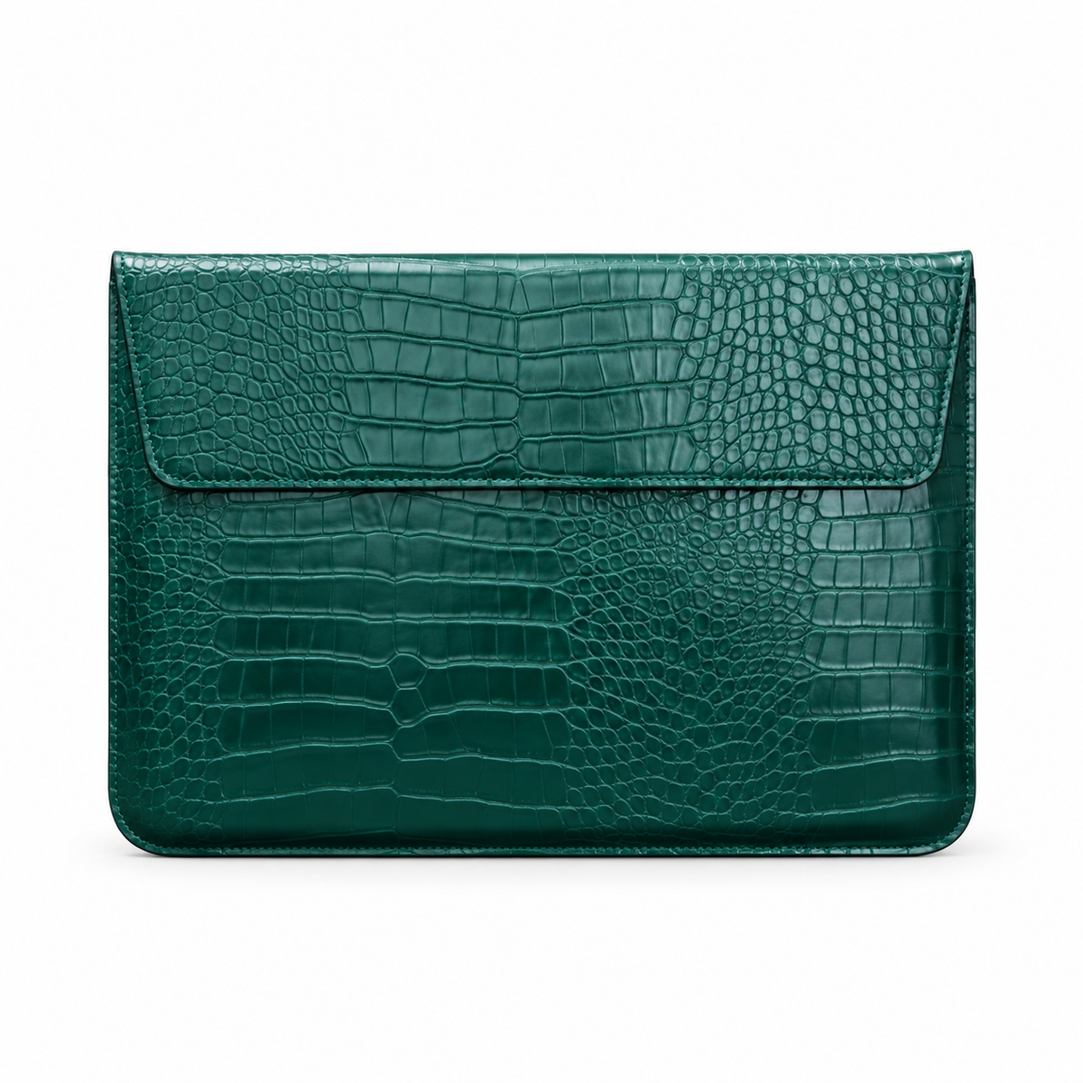 Green Crocodile Embossed Leather Laptop Bag-4