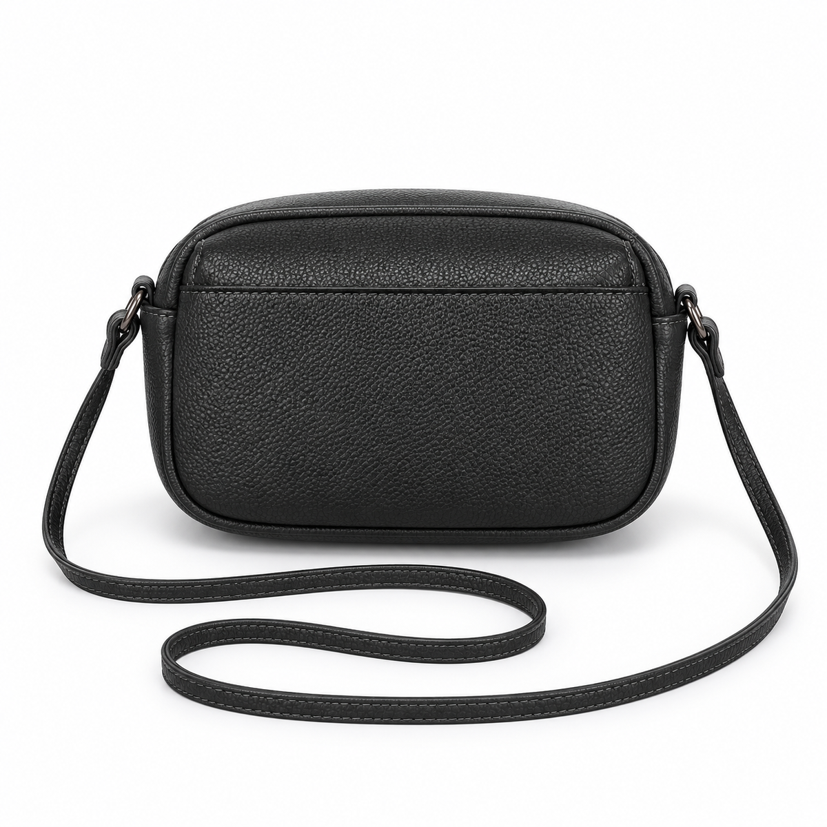 Classic Black Pebbled Flap Crossbody Bag-2
