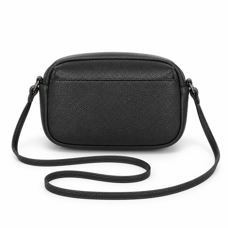 Classic Black Pebbled Flap Crossbody Bag-2