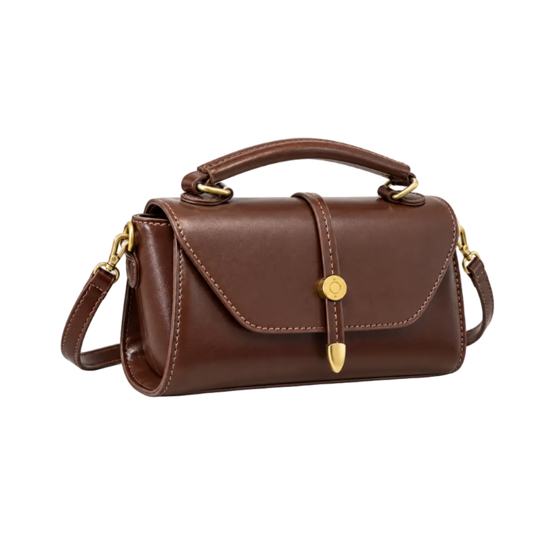 Classic Brown Satchel With Gold Hardware-1