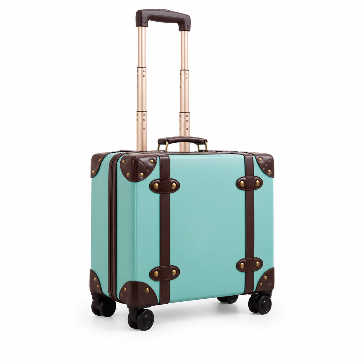 Mint Green Vintage Style Spinner Suitcase-1