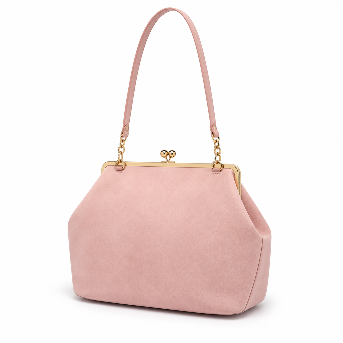 Blush Pink Vintage Kiss Lock Clutch Bag-3
