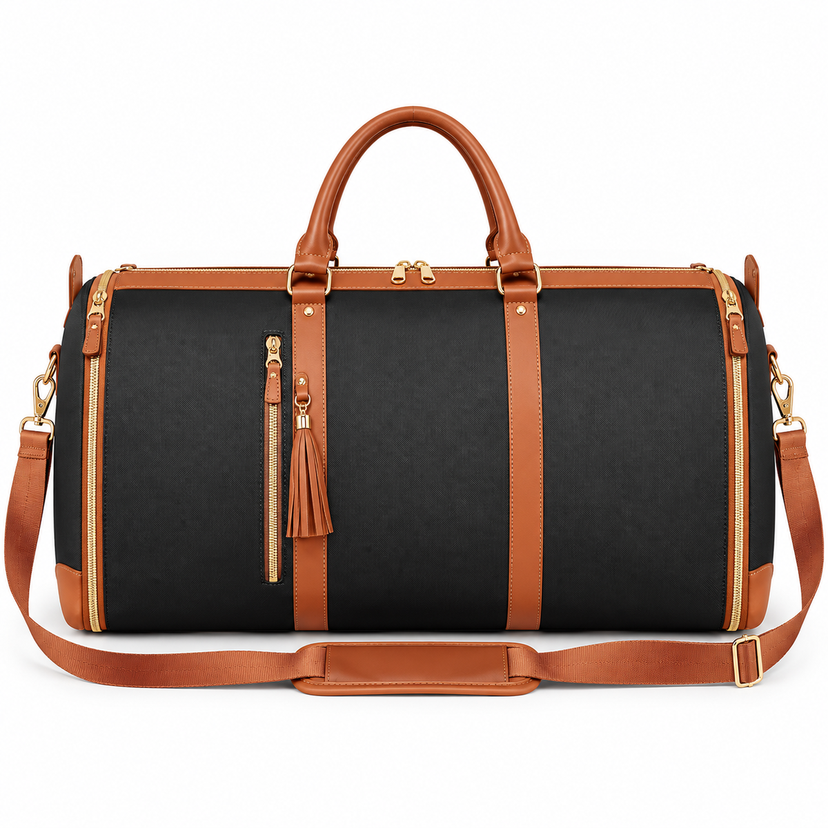Black Brown Convertible Garment Overnight Bag-4