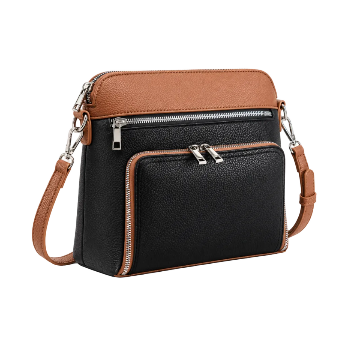 Black Crossbody Bag With Brown Trim-1