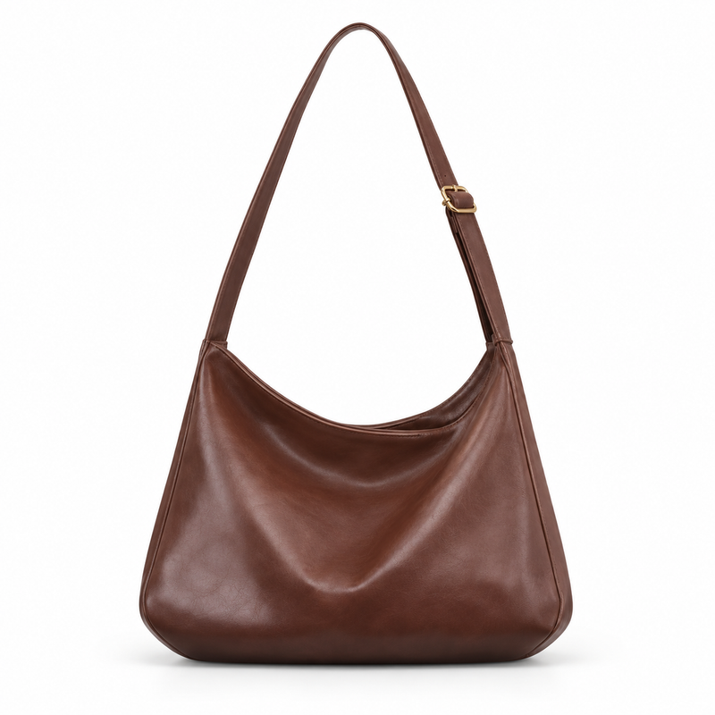 Classic Brown Slouchy Adjustable Crossbody Bag-4